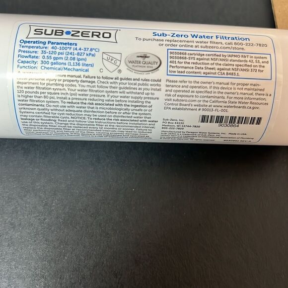 1-Pack SUB-ZERO 9030868 Refrigerator Water Filter - Picture 8 of 9